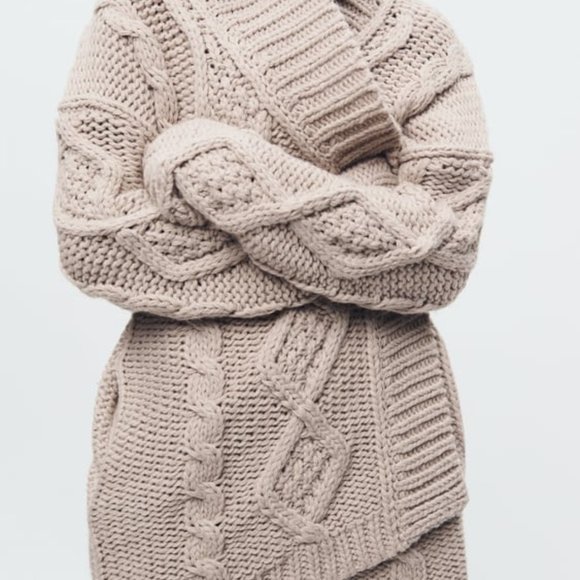 NWT ZARA CABLE KNIT COAT M, S 2142 - Picture 4 of 11